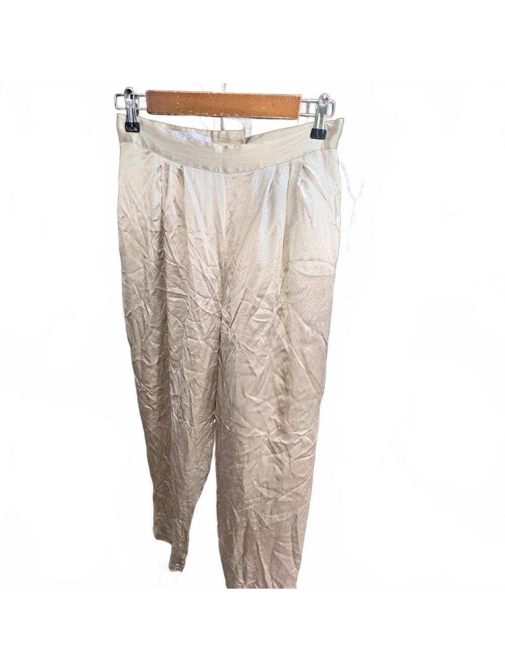 Paul Alexander Beige Silk Trousers Size 10 - Picture 4 of 8